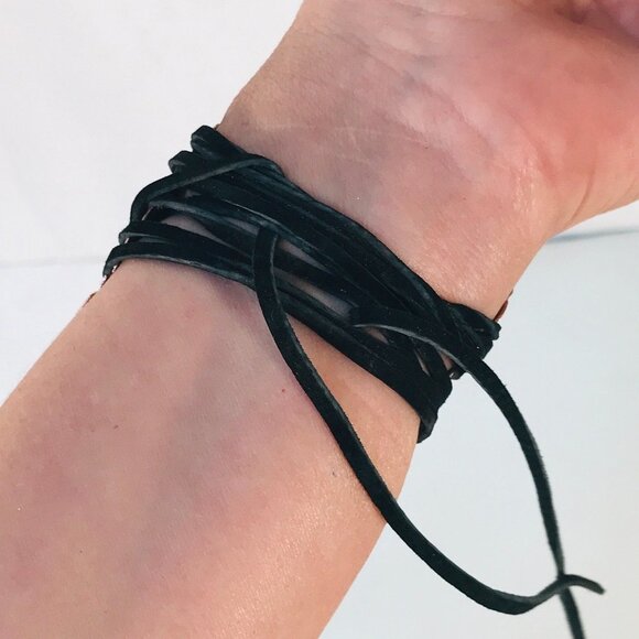 Brutalist Huge Concho Repousse Ketoh Arm Band Cuff Solid Copper Bracelet Leather - Picture 2 of 7